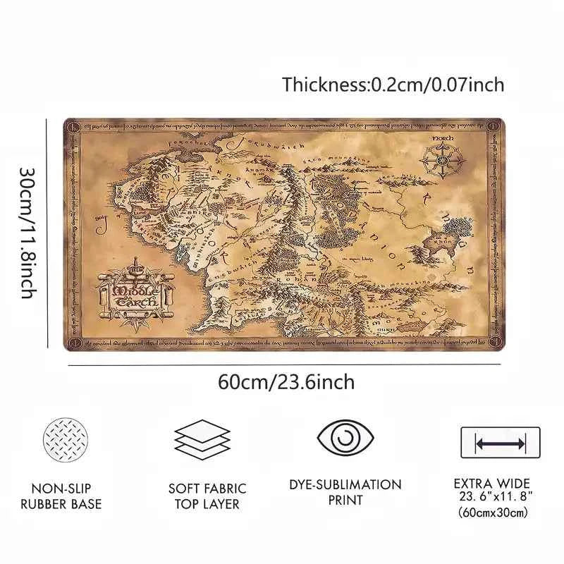 TCG Playmat Lord Of The Ring Middle Earth Map MTG Pokemon Yu-Gi-Oh