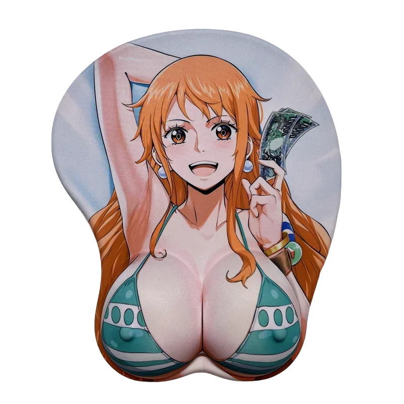 Anime One Piece Nami Sexy Breast 3D Mouse Pad with 3d nipples Wrist Rest Silicone Gel Desk Mate