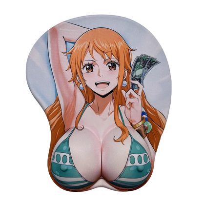 Anime One Piece Nami Sexy Breast 3D Mouse Pad with 3d nipples Wrist Rest Silicone Gel Desk Mate