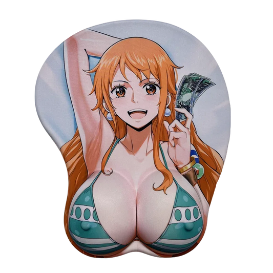 Anime One Piece Nami Sexy Breast 3D Mouse Pad with 3d nipples Wrist Rest Silicone Gel Desk Mate