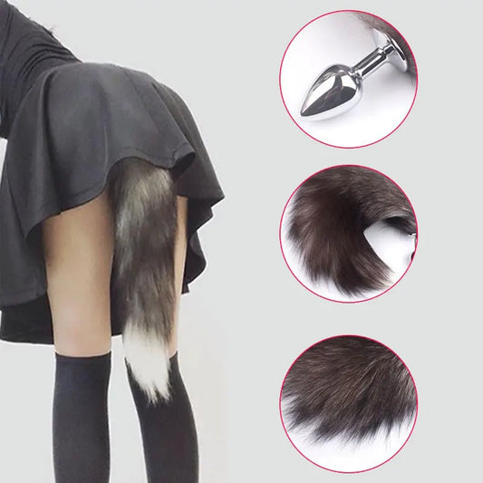 Anal Plug Wolf Fox Tail Adult Games Stainless Steel Anal Bead Butt Plug