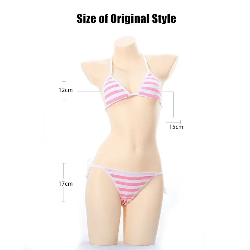 Hatsune Miku Style Sexy Striped Mini Bikini – Japanese Kawaii Cosplay NSFW