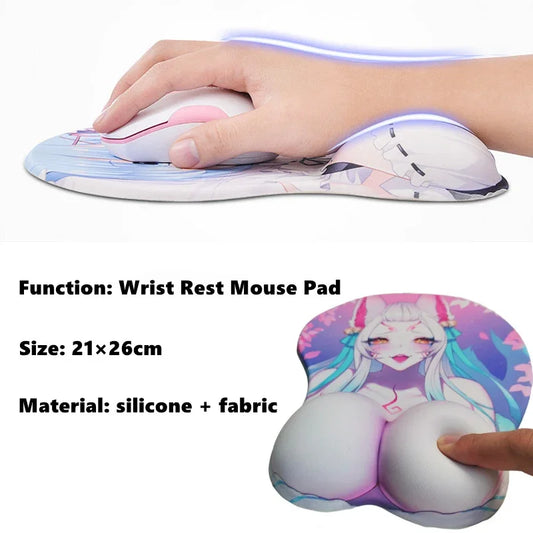 Rem NSFW Nude Hentai Boob 3D Oppai Gaming Mousepad with Wrist Rest Big Breasts Mouse Pad for Pc Gamer